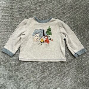 Little Me Baby Long Sleeve Shirt 24M Bear Fox Camping Embroidered Tee